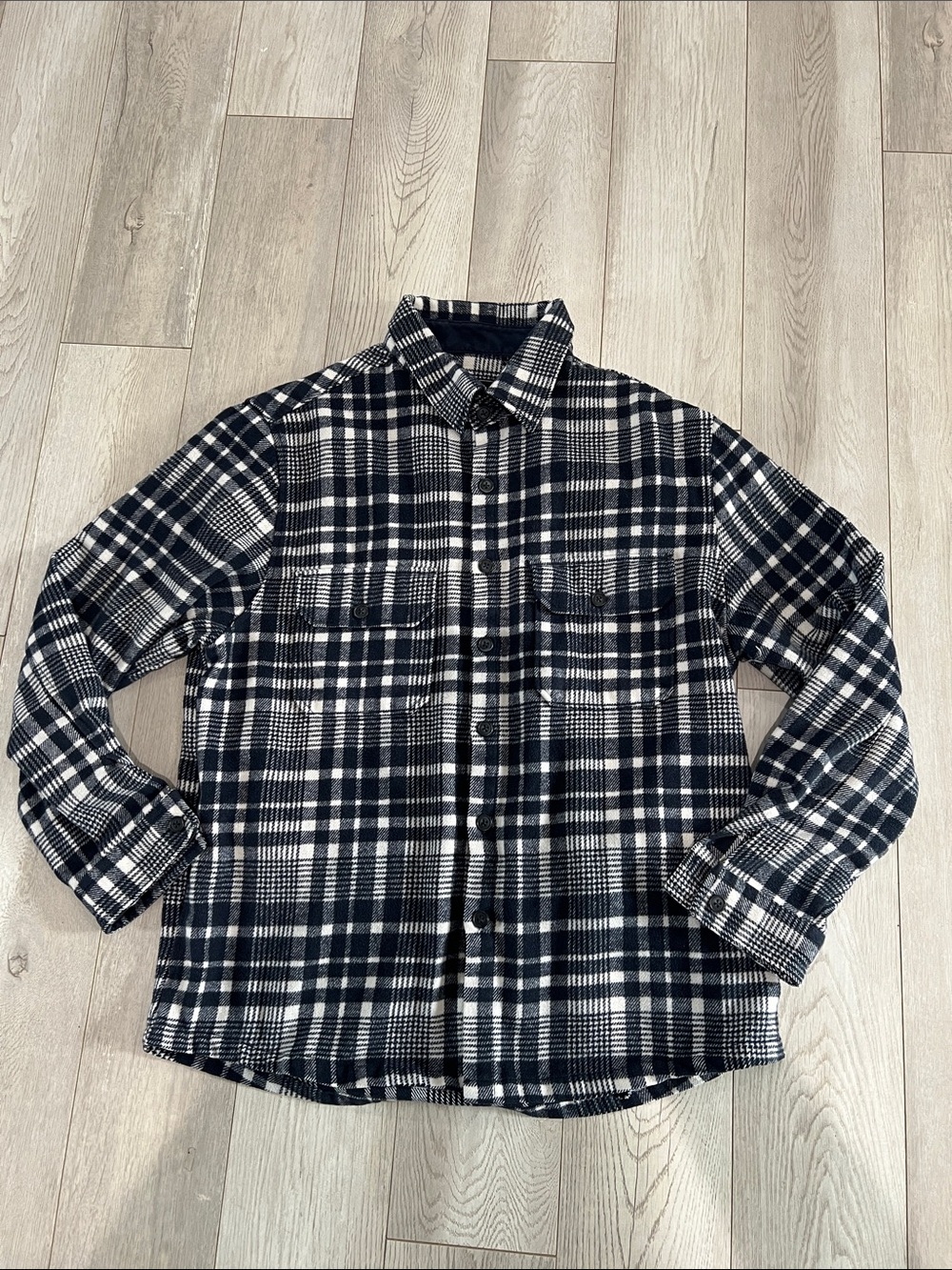 7 Diamonds Blue and White Plaid Button-Down Shirt! Soft, warm and comfortable